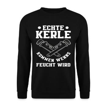 Klempner Feucht Rohrzange Handwerker - Unisex Pullover - Schwarz - Vorne - Alina (178cm) & Michal (187cm)