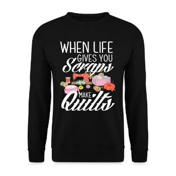 Stricken Basteln Hobby Oma Liebe - Unisex Pullover - Schwarz - Vorne - Alina (178cm) & Michal (187cm)