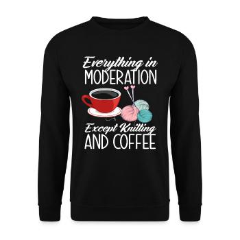 Stricken Kaffee Liebe Hobby - Unisex Pullover - Schwarz - Vorne - Alina (178cm) & Michal (187cm)