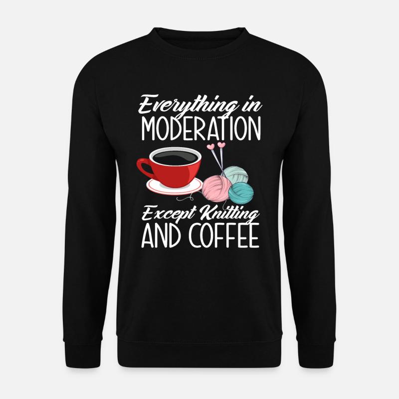 Stricken Kaffee Liebe Hobby - Unisex Pullover - Schwarz