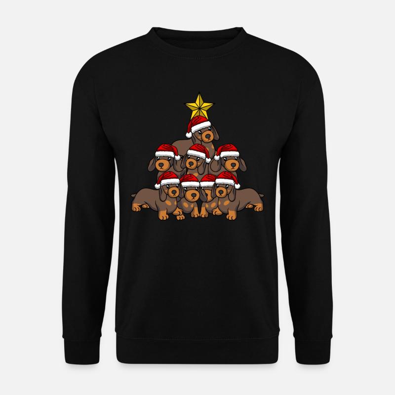 Dackel Weihnachtsbaum - Unisex Pullover - Schwarz
