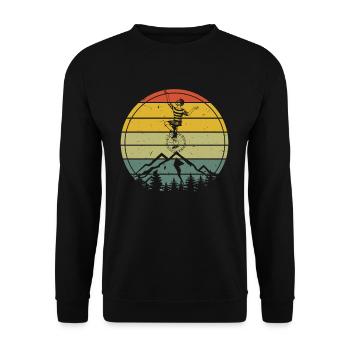 Vintage Einrad Fahrerin - Unisex Pullover - Schwarz - Vorne - Alina (178cm) & Michal (187cm)