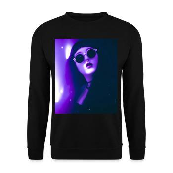 Goth Vaporwave Sexy Goth Girl Mit Dunkler Brille - Unisex Pullover - Schwarz - Vorne - Alina (178cm) & Michal (187cm)