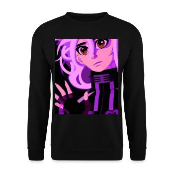 Goth Anime Vaporwave Sexy Goth Girl - Unisex Sweatshirt - black - Front - Alina (178cm) & Michal (187cm)
