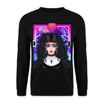 Goth Anime Vaporwave Cute Creepy Goth Girl - Unisex Sweatshirt - black - Front - Alina (178cm) & Michal (187cm)