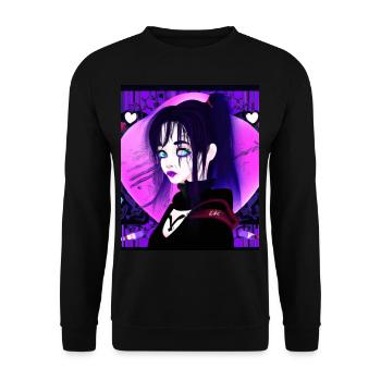 Goth Anime Vaporwave Cute Creepy Goth Girl - Unisex Sweatshirt - black - Front - Alina (178cm) & Michal (187cm)
