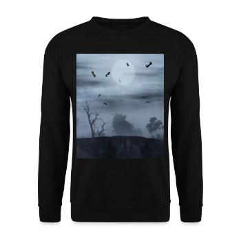 Full Moon Night Full Moon and Bats - Unisex Sweatshirt - black - Front - Alina (178cm) & Michal (187cm)