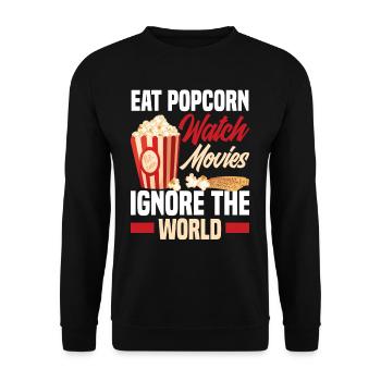 Film Popcorn Kino - Unisex Pullover - Schwarz - Vorne - Alina (178cm) & Michal (187cm)
