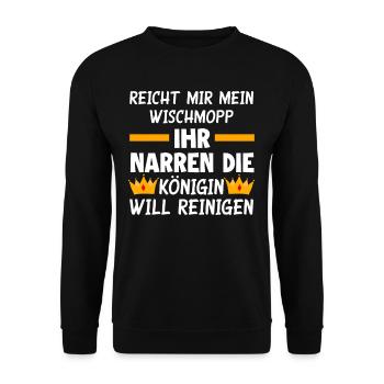 Putzfrau Königin Reinigen - Unisex Pullover - Schwarz - Vorne - Alina (178cm) & Michal (187cm)