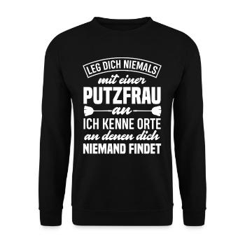 Putzfrau - Unisex Pullover - Schwarz - Vorne - Alina (178cm) & Michal (187cm)