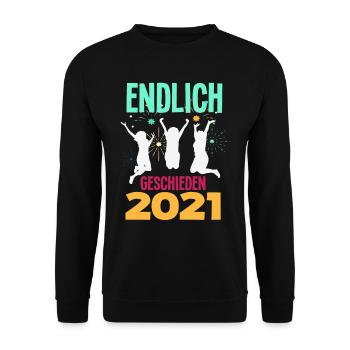 Endlich Geschieden 2021 Scheidungsparty - Unisex Pullover - Schwarz - Vorne - Alina (178cm) & Michal (187cm)