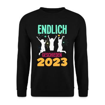 Endlich Geschieden 2023 Scheidungsparty - Unisex Pullover - Schwarz - Vorne - Alina (178cm) & Michal (187cm)