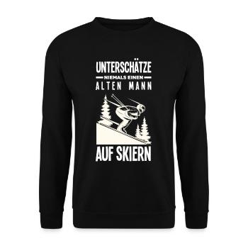 Ski Alter Mann Opa Geschenk - Unisex Pullover - Schwarz - Vorne - Alina (178cm) & Michal (187cm)