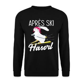 Après Ski Hase Mädchen Party Ski Fahren - Unisex Pullover - Schwarz - Vorne - Alina (178cm) & Michal (187cm)