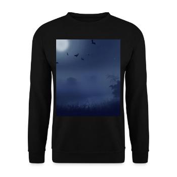 Goth Ästhetik Vollmond Und Fledermäuse - Unisex Pullover - Schwarz - Vorne - Alina (178cm) & Michal (187cm)