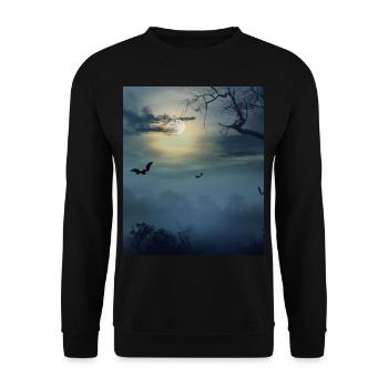 Goth Ästhetik Vollmond Und Fledermäuse - Unisex Pullover - Schwarz - Vorne - Alina (178cm) & Michal (187cm)