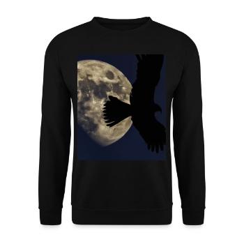 Nachthimmel Mit Vollmond Schatten Eines Raubvogels - Unisex Pullover - Schwarz - Vorne - Alina (178cm) & Michal (187cm)