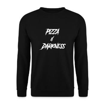 Goth Spruch Lustig Pizza Und Dunkelheit - Unisex Pullover - Schwarz - Vorne - Alina (178cm) & Michal (187cm)