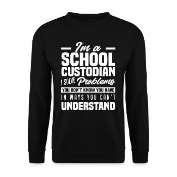 School Caretaker Problem Solver Gift - Unisex Sweatshirt - black - Front - Alina (178cm) & Michal (187cm)