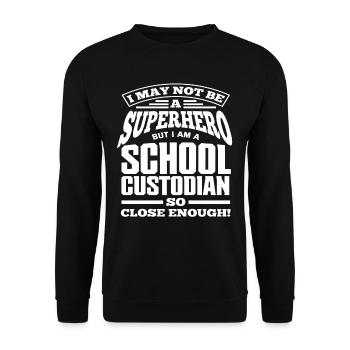 School Janitor Superhero - Unisex Sweatshirt - black - Front - Alina (178cm) & Michal (187cm)