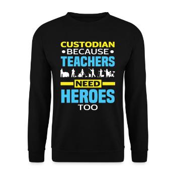 School Janitor Heroes Teacher - Unisex Sweatshirt - black - Front - Alina (178cm) & Michal (187cm)