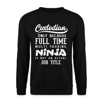 School Janitor Ninja Job Title - Unisex Sweatshirt - black - Front - Alina (178cm) & Michal (187cm)
