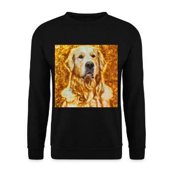 Golden Retriever Portrait Gustav Klimt Style Hund - Unisex Pullover - Schwarz - Vorne - Alina (178cm) & Michal (187cm)