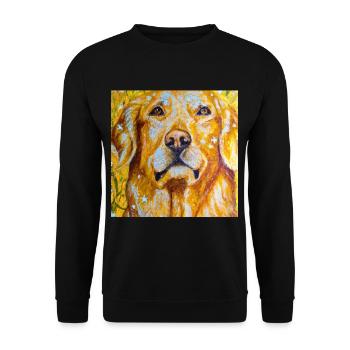 Golden Retriever Portrait Gustav Klimt Style Hund - Unisex Pullover - Schwarz - Vorne - Alina (178cm) & Michal (187cm)