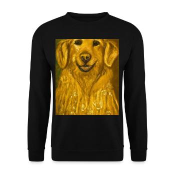 Golden Retriever Portrait Gustav Klimt Style Hund - Unisex Pullover - Schwarz - Vorne - Alina (178cm) & Michal (187cm)