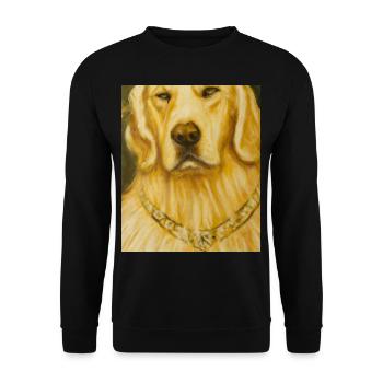 Golden Retriever Portrait Gustav Klimt Style Hund - Unisex Pullover - Schwarz - Vorne - Alina (178cm) & Michal (187cm)