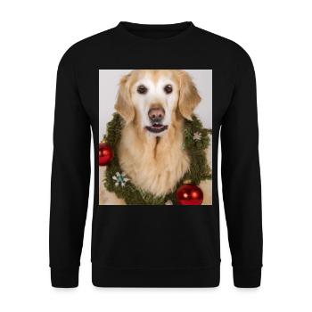 Weihnachten Hunde Golden Retriever Adventskranz - Unisex Pullover - Schwarz - Vorne - Alina (178cm) & Michal (187cm)