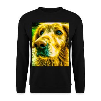 Golden Retriever Portrait Vincent Van Gogh Style - Unisex Pullover - Schwarz - Vorne - Alina (178cm) & Michal (187cm)