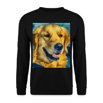 Golden Retriever Portrait Vincent Van Gogh Style - Unisex Pullover - Schwarz - Vorne - Alina (178cm) & Michal (187cm)