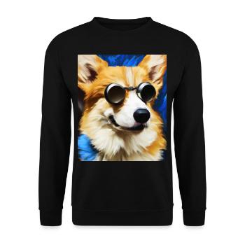 Corgi Portrait Vincent Van Gogh Style Dog - Unisex Sweatshirt - black - Front - Alina (178cm) & Michal (187cm)