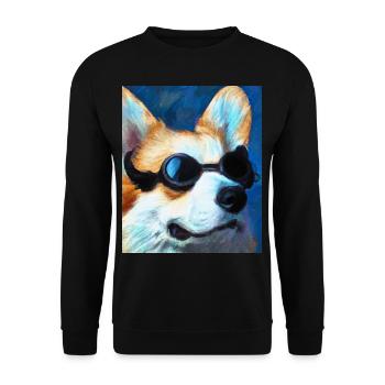 Corgi Portrait Vincent Van Gogh Style Chien - Sweat-shirt Unisexe - noir - Devant - Alina (178cm) & Michal (187cm)