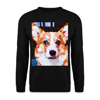 Corgi Portrait Cubisme Chien - Sweat-shirt Unisexe - noir - Devant - Alina (178cm) & Michal (187cm)