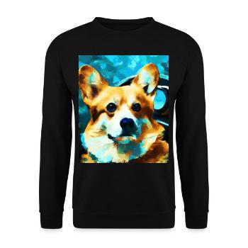 Corgi Portrait Vincent Van Gogh Style Dog - Unisex Sweatshirt - black - Front - Alina (178cm) & Michal (187cm)