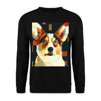 Corgi Portrait Cubisme Chien - Sweat-shirt Unisexe - noir - Devant - Alina (178cm) & Michal (187cm)