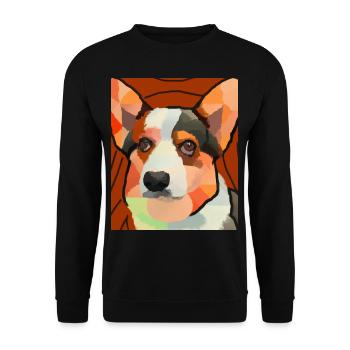 Corgi Portrait Cubisme Chien - Sweat-shirt Unisexe - noir - Devant - Alina (178cm) & Michal (187cm)