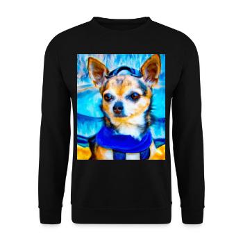 Chihuahua Portrait Vincent Van Gogh Style Hund - Unisex Pullover - Schwarz - Vorne - Alina (178cm) & Michal (187cm)