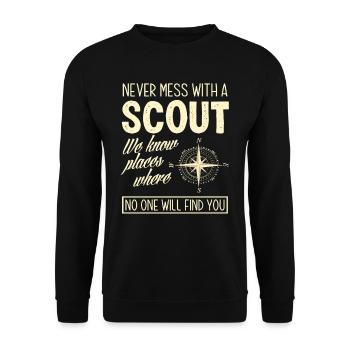 Scouts We know places - Unisex Sweatshirt - black - Front - Alina (178cm) & Michal (187cm)