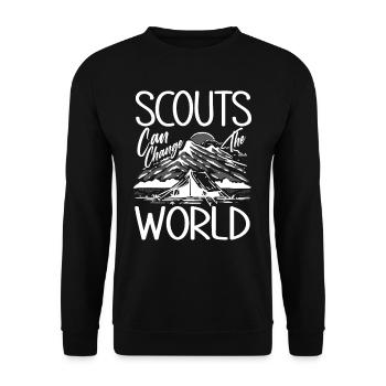 Pfadfinder Zelt Hobby Spruch Geschenk - Unisex Pullover - Schwarz - Vorne - Alina (178cm) & Michal (187cm)
