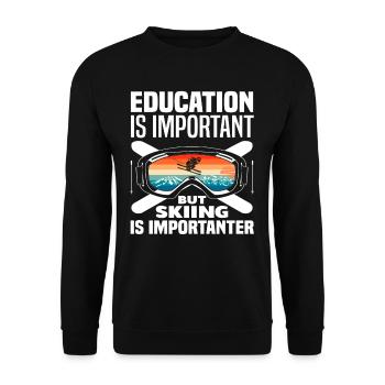 Skiing Education Saying Skier Gift - Unisex Sweatshirt - black - Front - Alina (178cm) & Michal (187cm)
