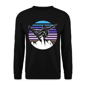 Retro Snowboard Snowboarder - Unisex Pullover - Schwarz - Vorne - Alina (178cm) & Michal (187cm)