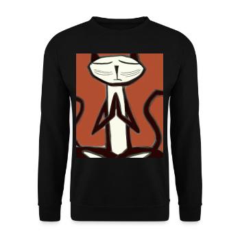 Portrait de chat méditant le cubisme de chat - Sweat-shirt Unisexe - noir - Devant - Alina (178cm) & Michal (187cm)