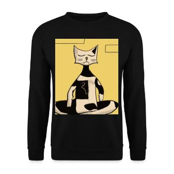 Cat Portrait Meditating Cat Cubism - Unisex Sweatshirt - black - Front - Alina (178cm) & Michal (187cm)