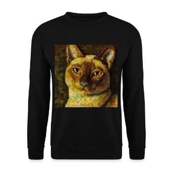 Siam Katzen Portrait Gustav Klimt Style Katze - Unisex Pullover - Schwarz - Vorne - Alina (178cm) & Michal (187cm)