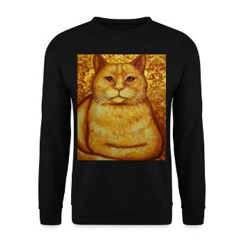 Katzen Portrait Gustav Klimt Style Katze - Unisex Pullover - Schwarz - Vorne - Alina (178cm) & Michal (187cm)