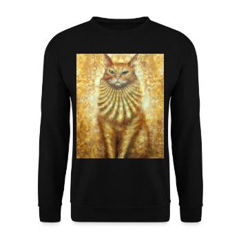 Katzen Portrait Gustav Klimt Style Katze - Unisex Pullover - Schwarz - Vorne - Alina (178cm) & Michal (187cm)