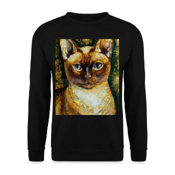 Siam Katzen Portrait Gustav Klimt Style Katze - Unisex Pullover - Schwarz - Vorne - Alina (178cm) & Michal (187cm)